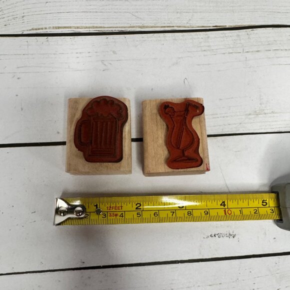 Stampin Up! Cheers To You Wood Mounted Rubber Stamps Set of 6 Cocktail Beer Wine - Picture 5 of 12